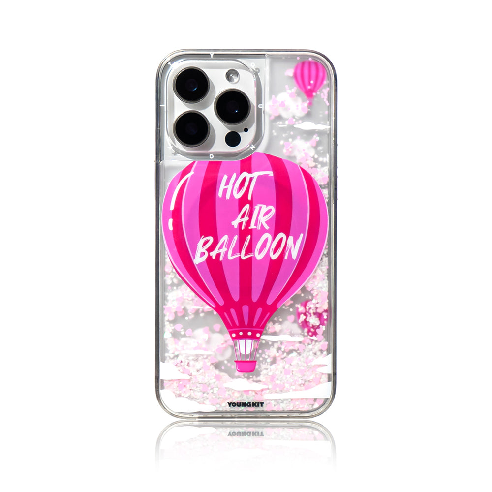 iPhone 16 Pro Kılıf M-safe Şarj Özellikli Parlak Kumlu Sıvılı Youngkit Pink Dream Quicksand Serisi Kılıf