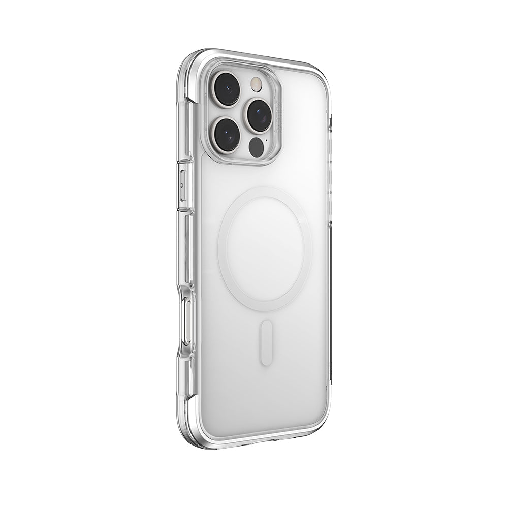 iPhone 16 Pro Kılıf M-safe Şarj Özellikli Raptic Air Serisi Airbag Tasarımlı Metal Köşelikli Şeffaf Kılıf