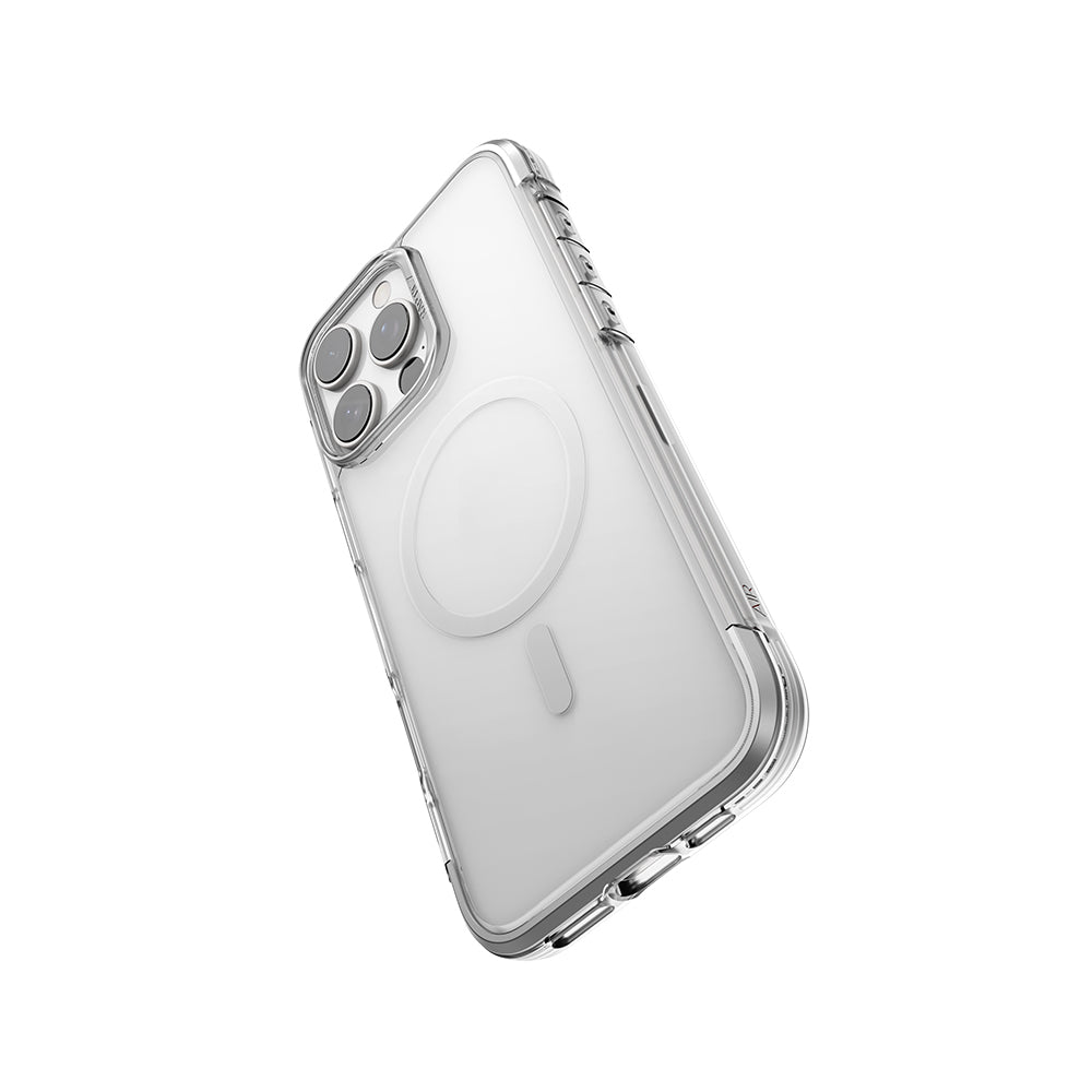 iPhone 16 Pro Kılıf M-safe Şarj Özellikli Raptic Air Serisi Airbag Tasarımlı Metal Köşelikli Şeffaf Kılıf