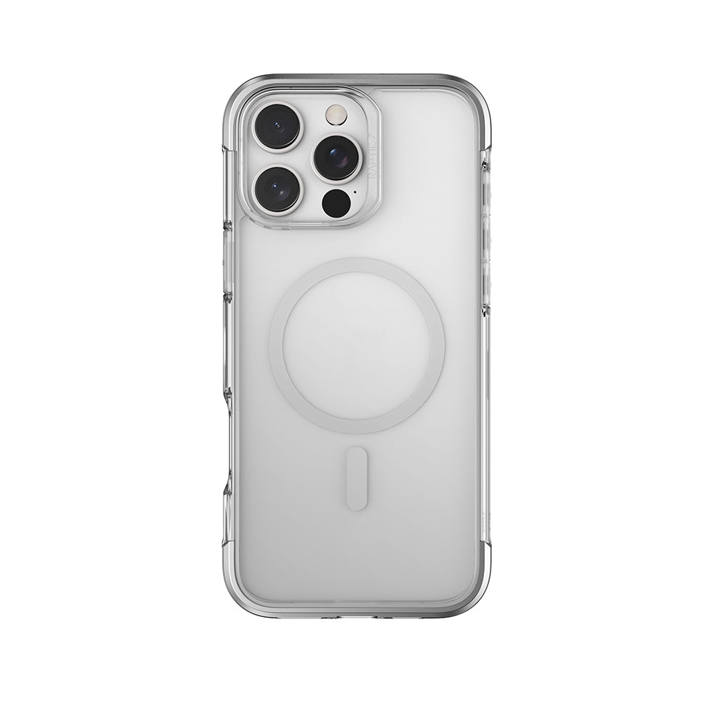 iPhone 16 Pro Kılıf M-safe Şarj Özellikli Raptic Air Serisi Airbag Tasarımlı Metal Köşelikli Şeffaf Kılıf