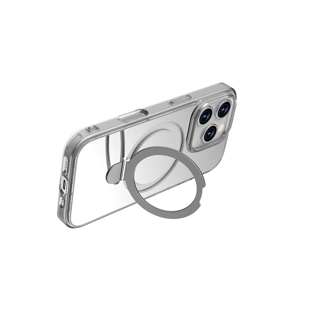 iPhone 16 Pro Kılıf M-safe Şarj Özellikli Raptic Air Stand Serisi Aynalı Arka Yüzey Standlı Kılıf