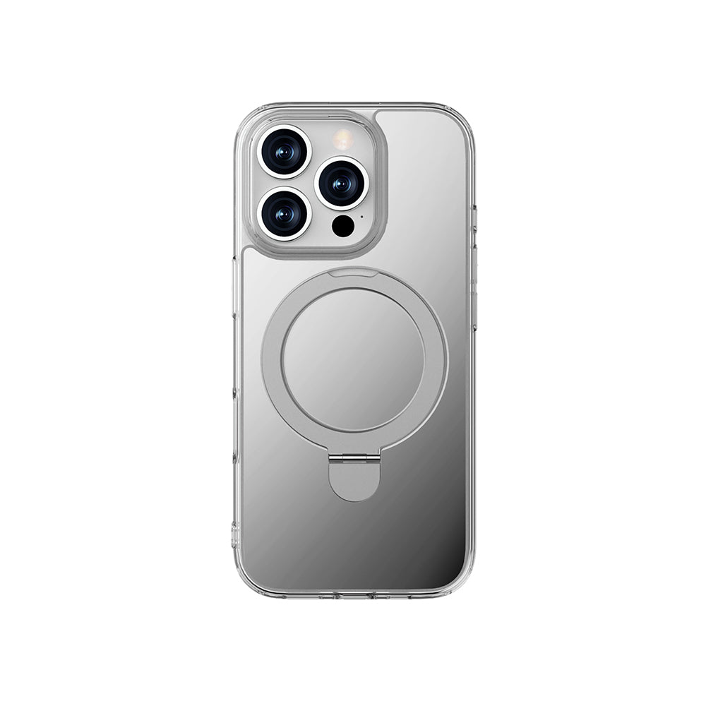 iPhone 16 Pro Kılıf M-safe Şarj Özellikli Raptic Air Stand Serisi Aynalı Arka Yüzey Standlı Kılıf