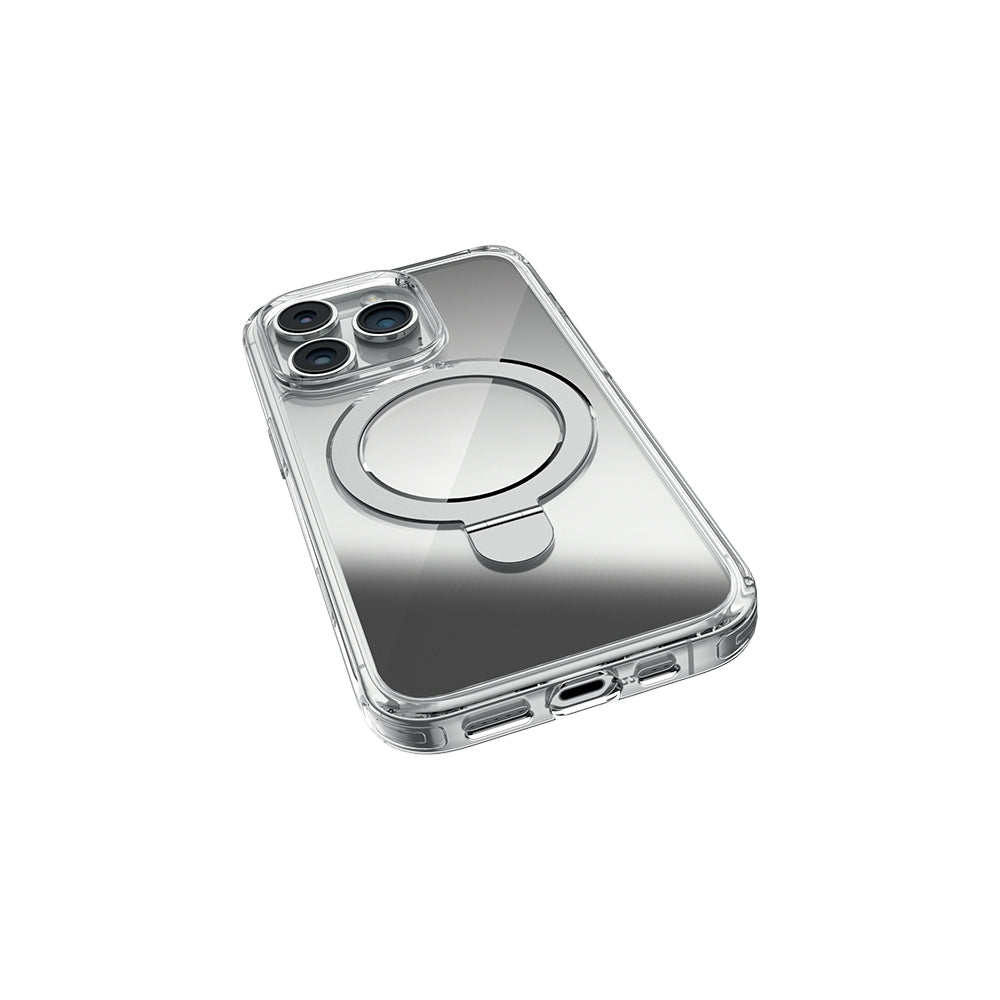 iPhone 16 Pro Kılıf M-safe Şarj Özellikli Raptic Air Stand Serisi Aynalı Arka Yüzey Standlı Kılıf