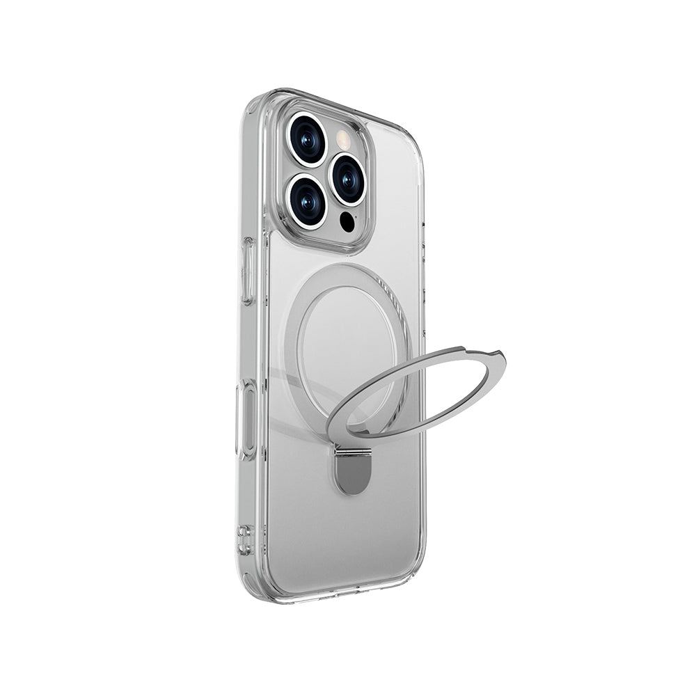 iPhone 16 Pro Kılıf M-safe Şarj Özellikli Raptic Air Stand Serisi Buzlu Transparan Tasarımlı Standlı Kılıf