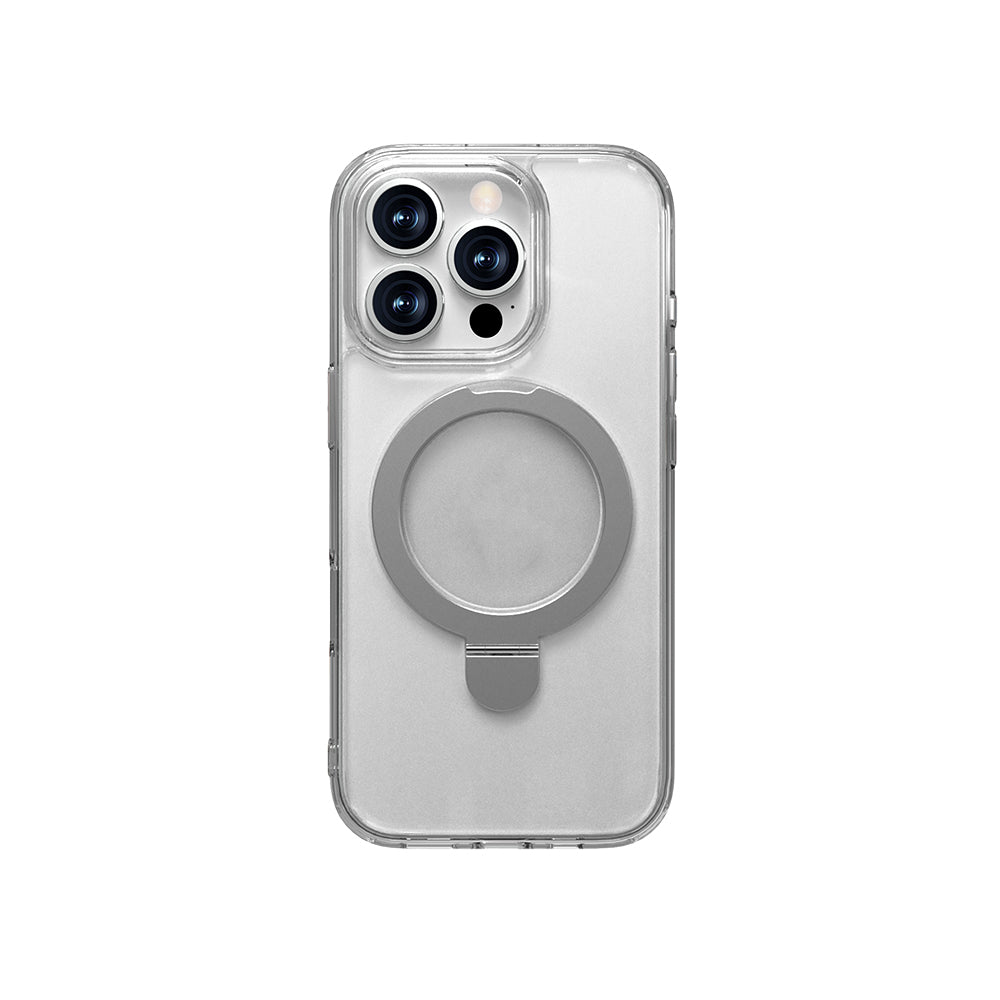 iPhone 16 Pro Kılıf M-safe Şarj Özellikli Raptic Air Stand Serisi Buzlu Transparan Tasarımlı Standlı Kılıf