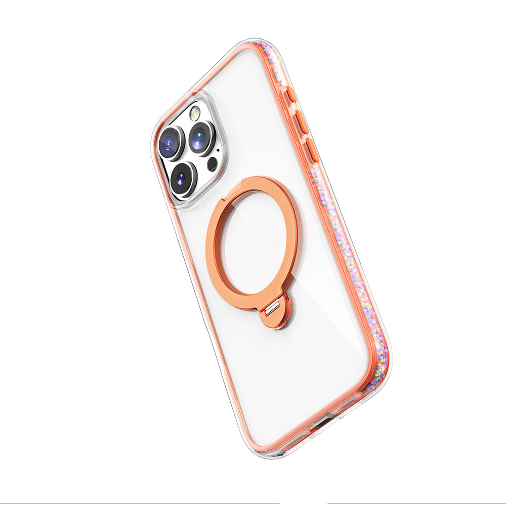 iPhone 16 Pro Kılıf M-safe Şarj Özellikli Raptic AirJoy Serisi Boncuk Tasarımlı 360 Derece Dönebilen Standlı Kılıf