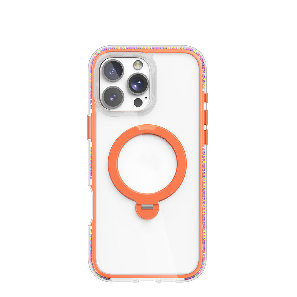 iPhone 16 Pro Kılıf M-safe Şarj Özellikli Raptic AirJoy Serisi Boncuk Tasarımlı 360 Derece Dönebilen Standlı Kılıf