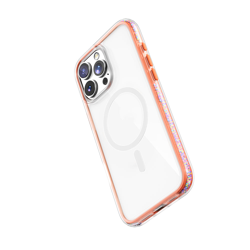 iPhone 16 Pro Kılıf M-safe Şarj Özellikli Raptic AirJoy Serisi Boncuk Tasarımlı Şeffaf Kılıf