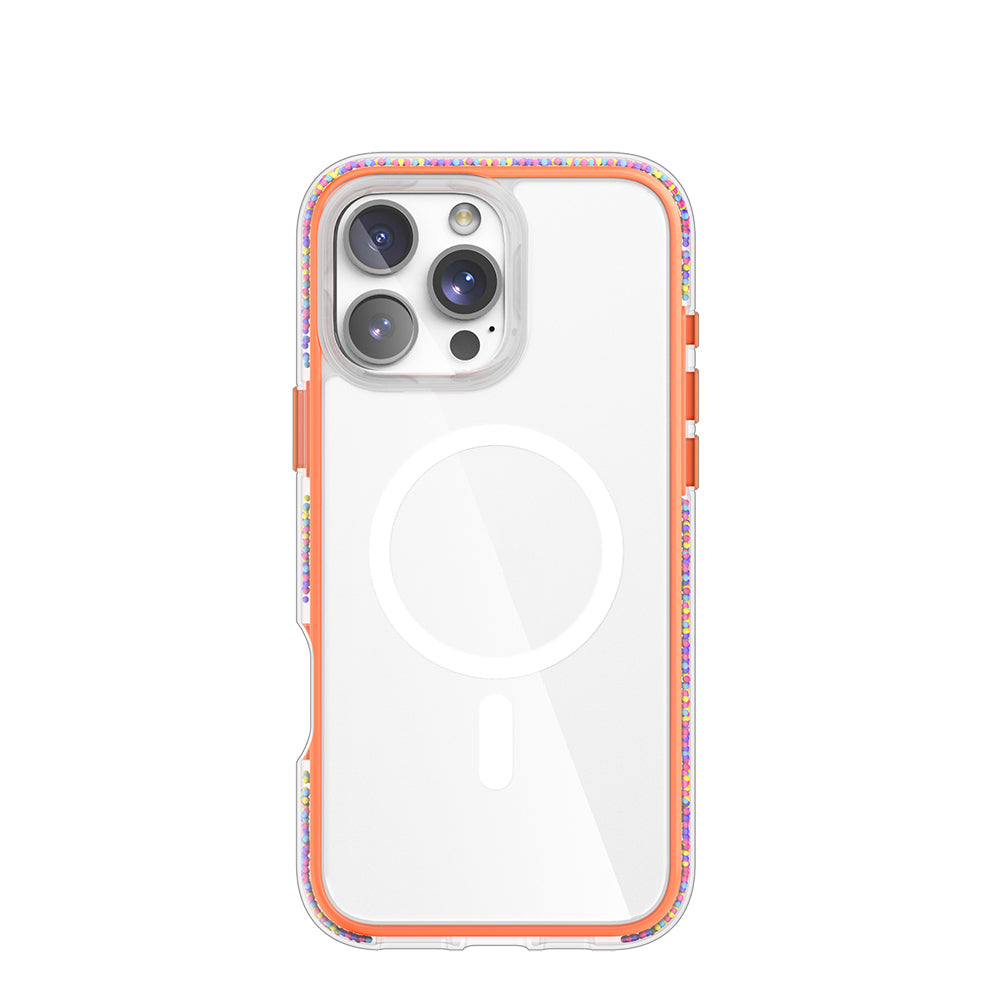 iPhone 16 Pro Kılıf M-safe Şarj Özellikli Raptic AirJoy Serisi Boncuk Tasarımlı Şeffaf Kılıf