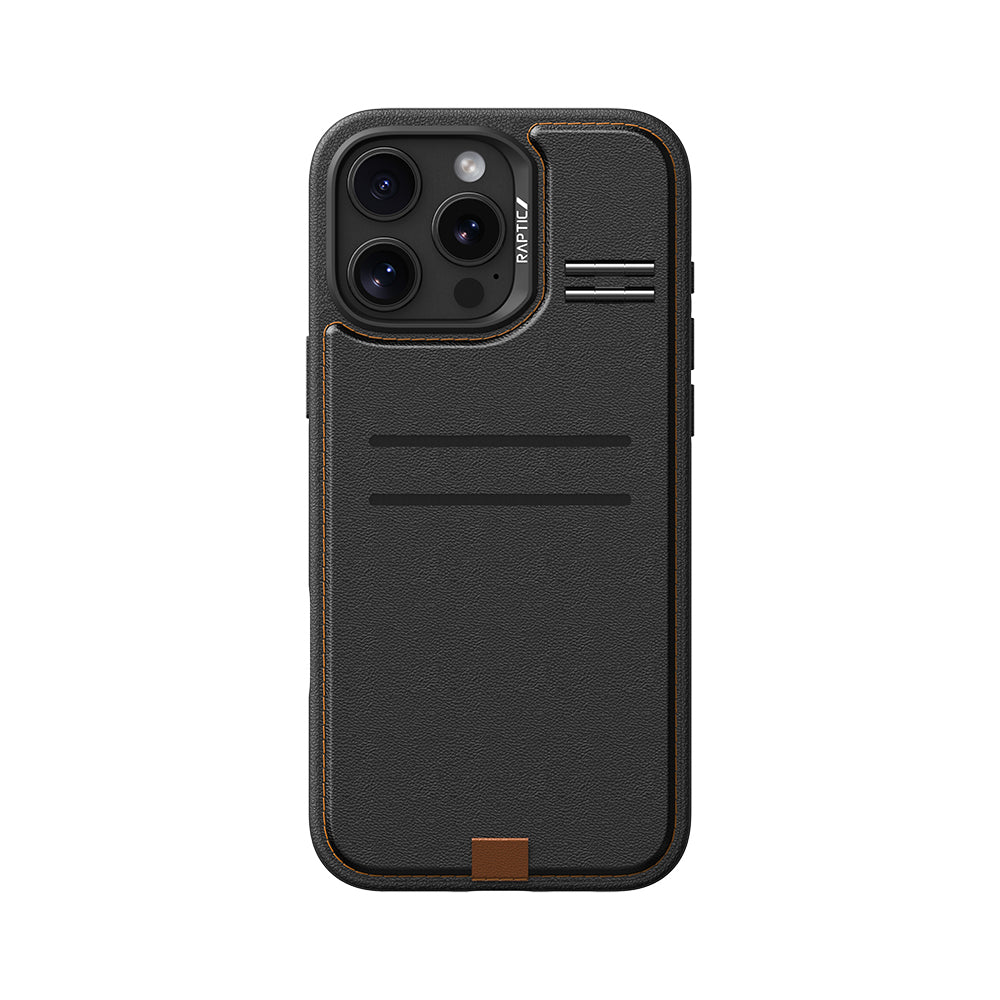 iPhone 16 Pro Kılıf M-safe Şarj Özellikli Raptic Slim Wallet Serisi Deri Görünümlü Kartlıklı Standlı Kılıf