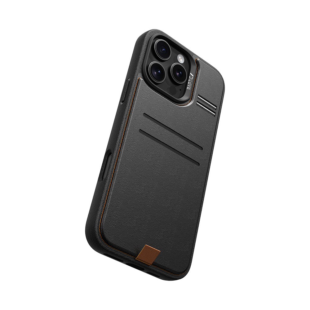 iPhone 16 Pro Kılıf M-safe Şarj Özellikli Raptic Slim Wallet Serisi Deri Görünümlü Kartlıklı Standlı Kılıf
