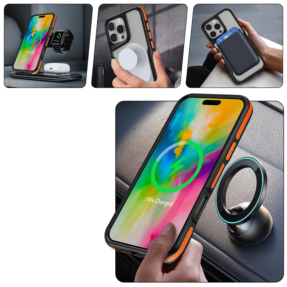 iPhone 16 Pro Kılıf M-safe Şarj Özellikli Renkli Kenar Airbag Şeritli Zore Lamer Kılıf