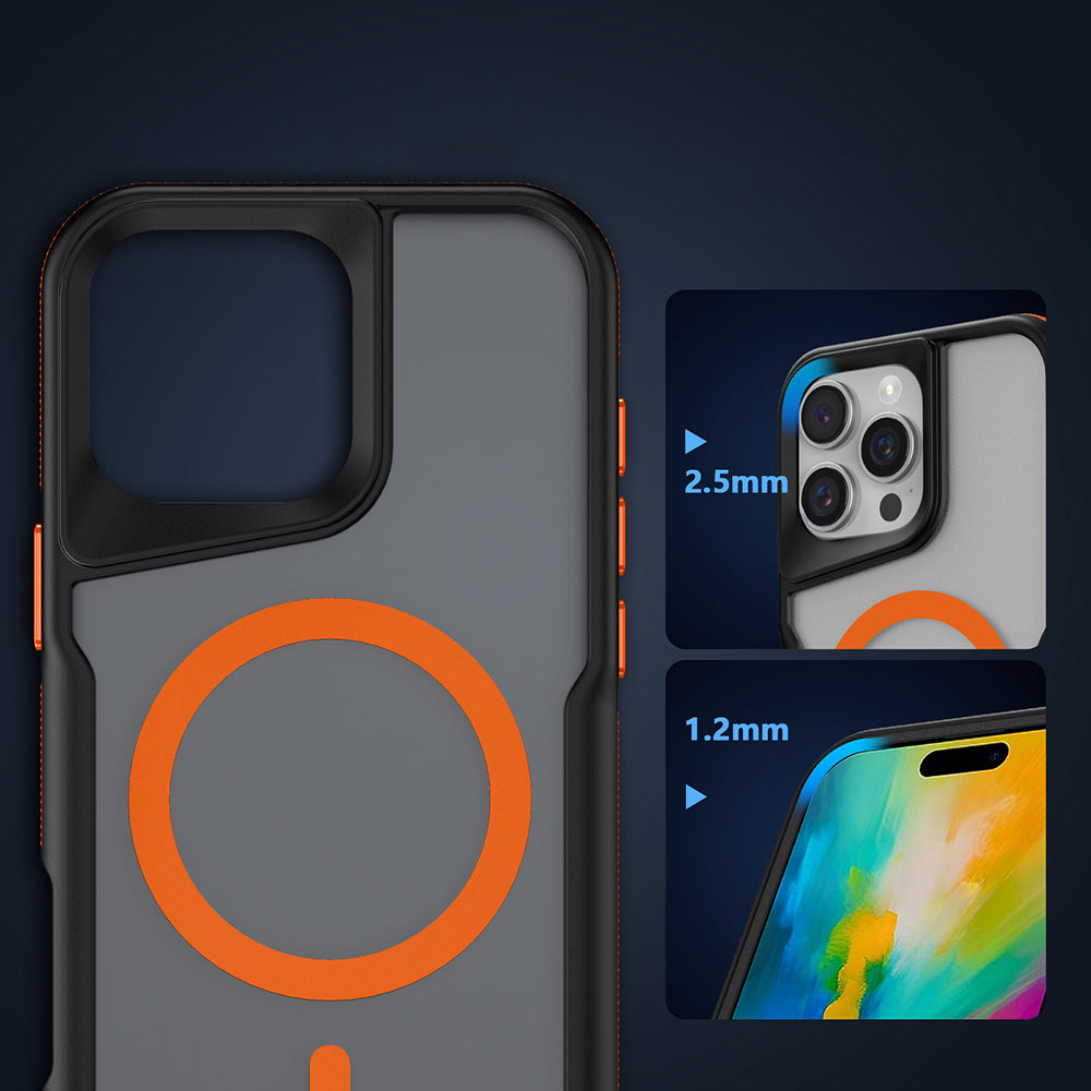 iPhone 16 Pro Kılıf M-safe Şarj Özellikli Renkli Kenar Airbag Şeritli Zore Lamer Kılıf