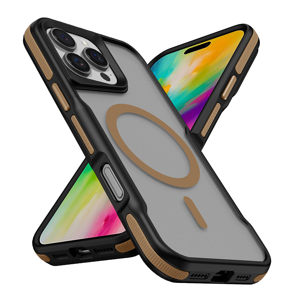 iPhone 16 Pro Kılıf M-safe Şarj Özellikli Renkli Kenar Airbag Şeritli Zore Lamer Kılıf