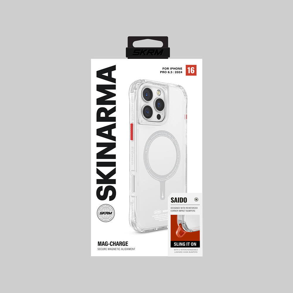 iPhone 16 Pro Kılıf M-safe Şarj Özellikli Şeffaf Airbag Tasarımlı Skinarma Saido Kılıf