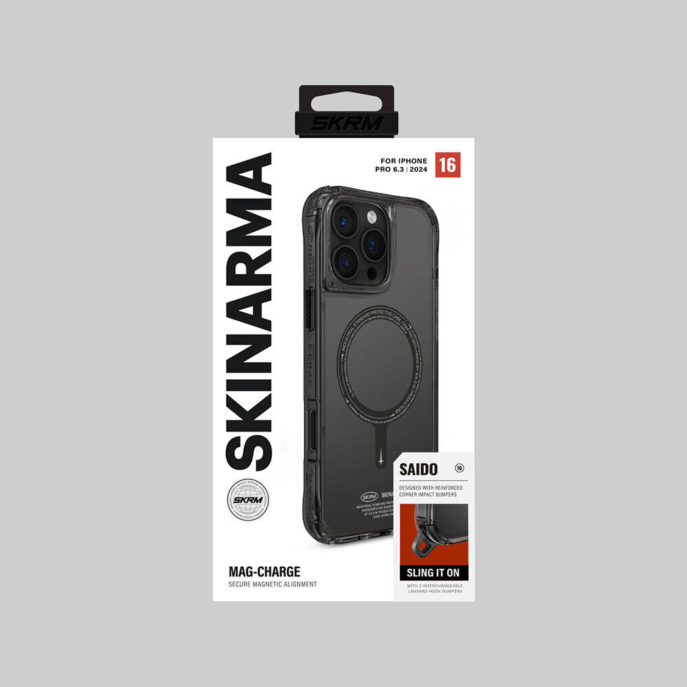 iPhone 16 Pro Kılıf M-safe Şarj Özellikli Şeffaf Airbag Tasarımlı Skinarma Saido Kılıf