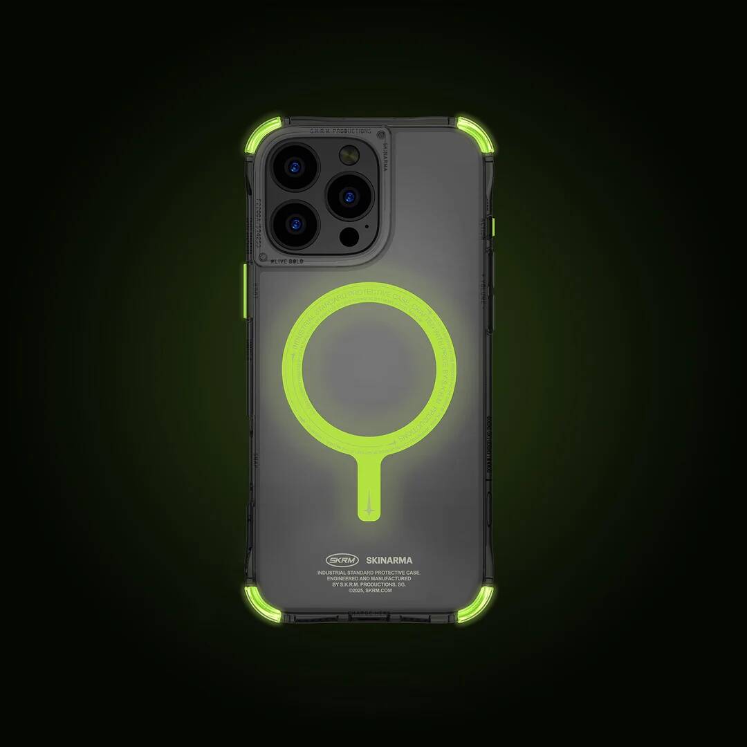 iPhone 16 Pro Kılıf M-safe Şarj Özellikli Şeffaf Airbag Tasarımlı Skinarma Saido Nightglow Kılıf