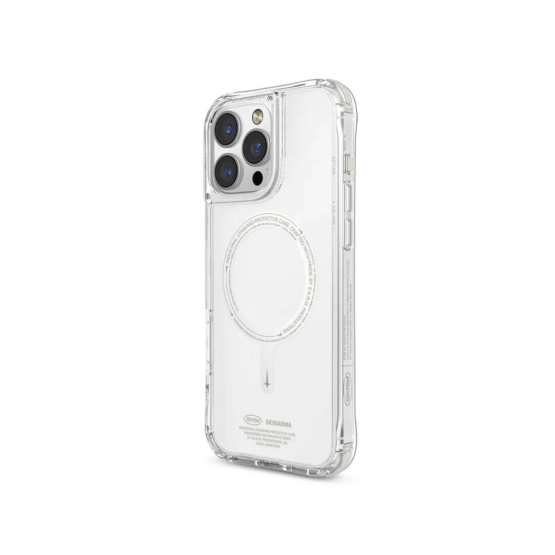 iPhone 16 Pro Kılıf M-safe Şarj Özellikli Şeffaf Airbag Tasarımlı Skinarma Saido Nightglow Kılıf