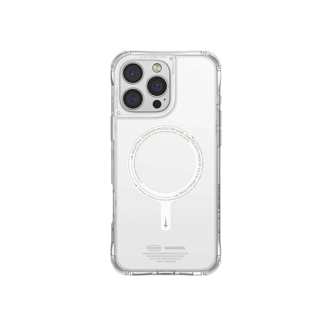 iPhone 16 Pro Kılıf M-safe Şarj Özellikli Şeffaf Airbag Tasarımlı Skinarma Saido Nightglow Kılıf
