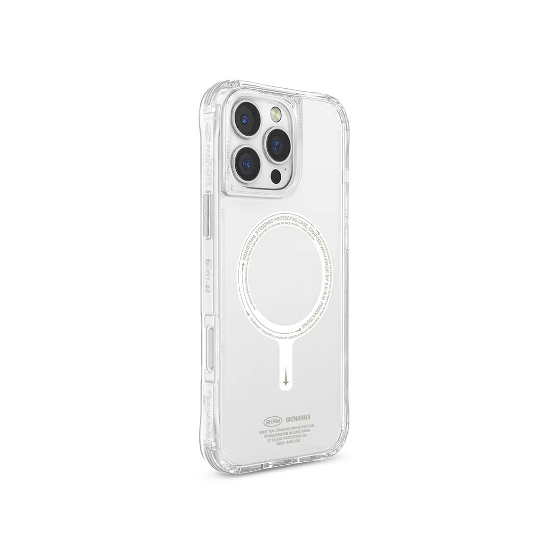 iPhone 16 Pro Kılıf M-safe Şarj Özellikli Şeffaf Airbag Tasarımlı Skinarma Saido Nightglow Kılıf