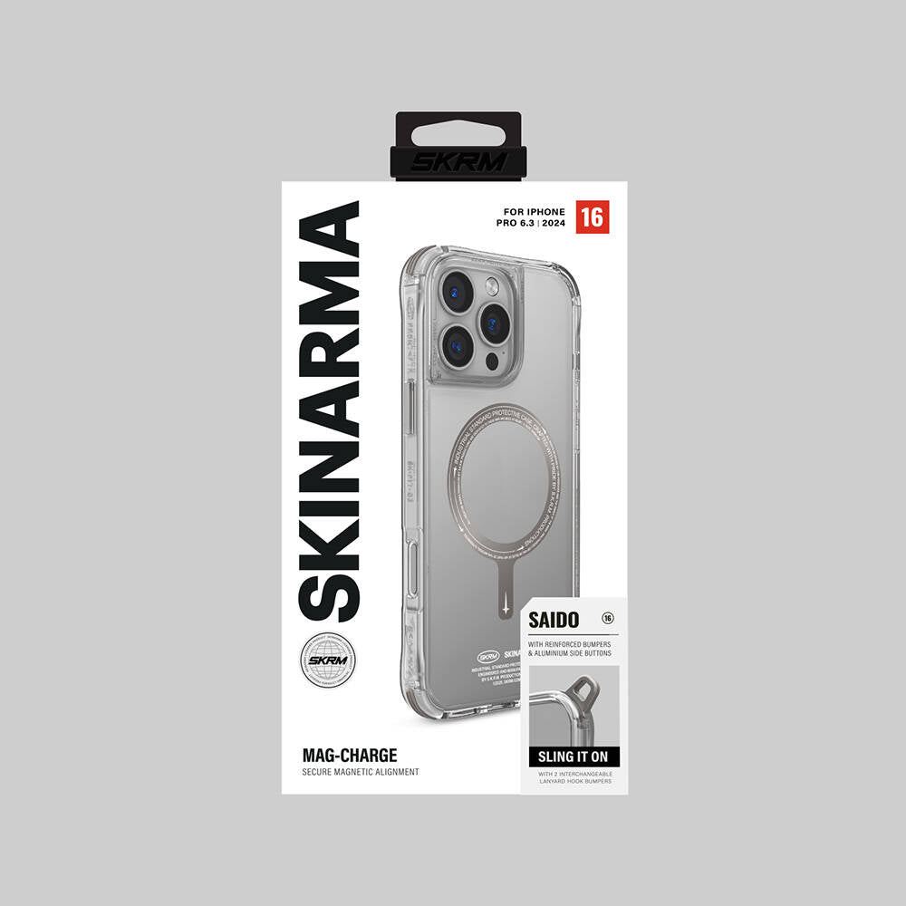 iPhone 16 Pro Kılıf M-safe Şarj Özellikli Şeffaf Airbag Tasarımlı Skinarma Saido Prime Kılıf