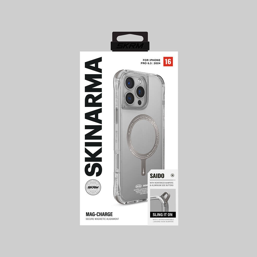 iPhone 16 Pro Kılıf M-safe Şarj Özellikli Şeffaf Airbag Tasarımlı Skinarma Saido Prime Kılıf