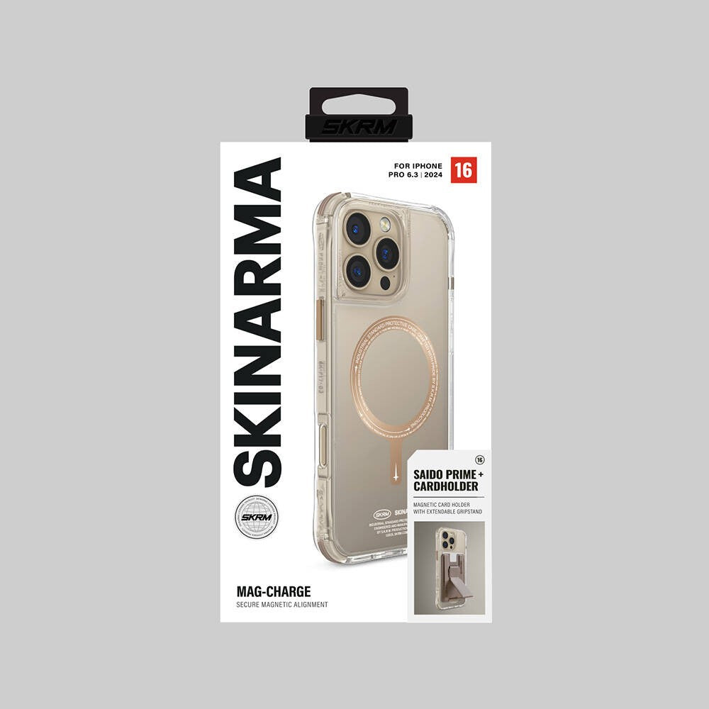 iPhone 16 Pro Kılıf M-safe Şarj Özellikli Şeffaf Airbag Tasarımlı Skinarma Saido Prime Kılıf