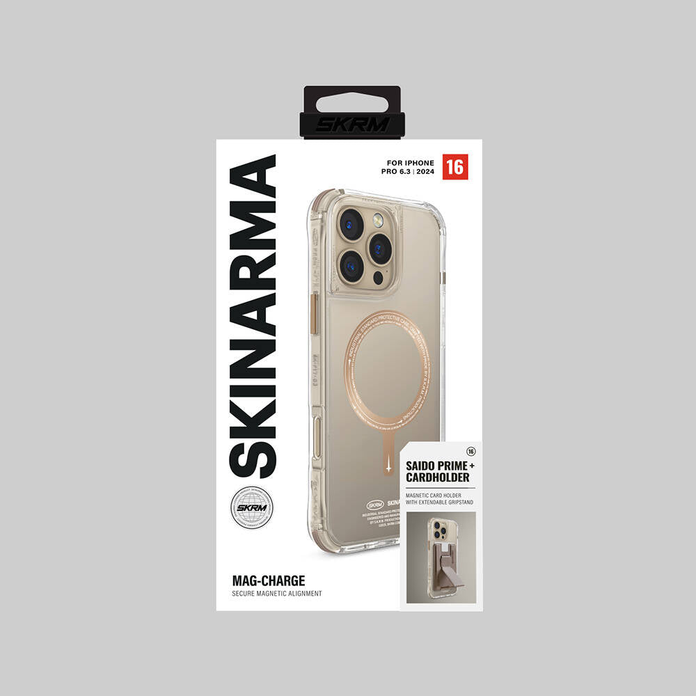 iPhone 16 Pro Kılıf M-safe Şarj Özellikli Şeffaf Airbag Tasarımlı Skinarma Saido Prime Kılıf