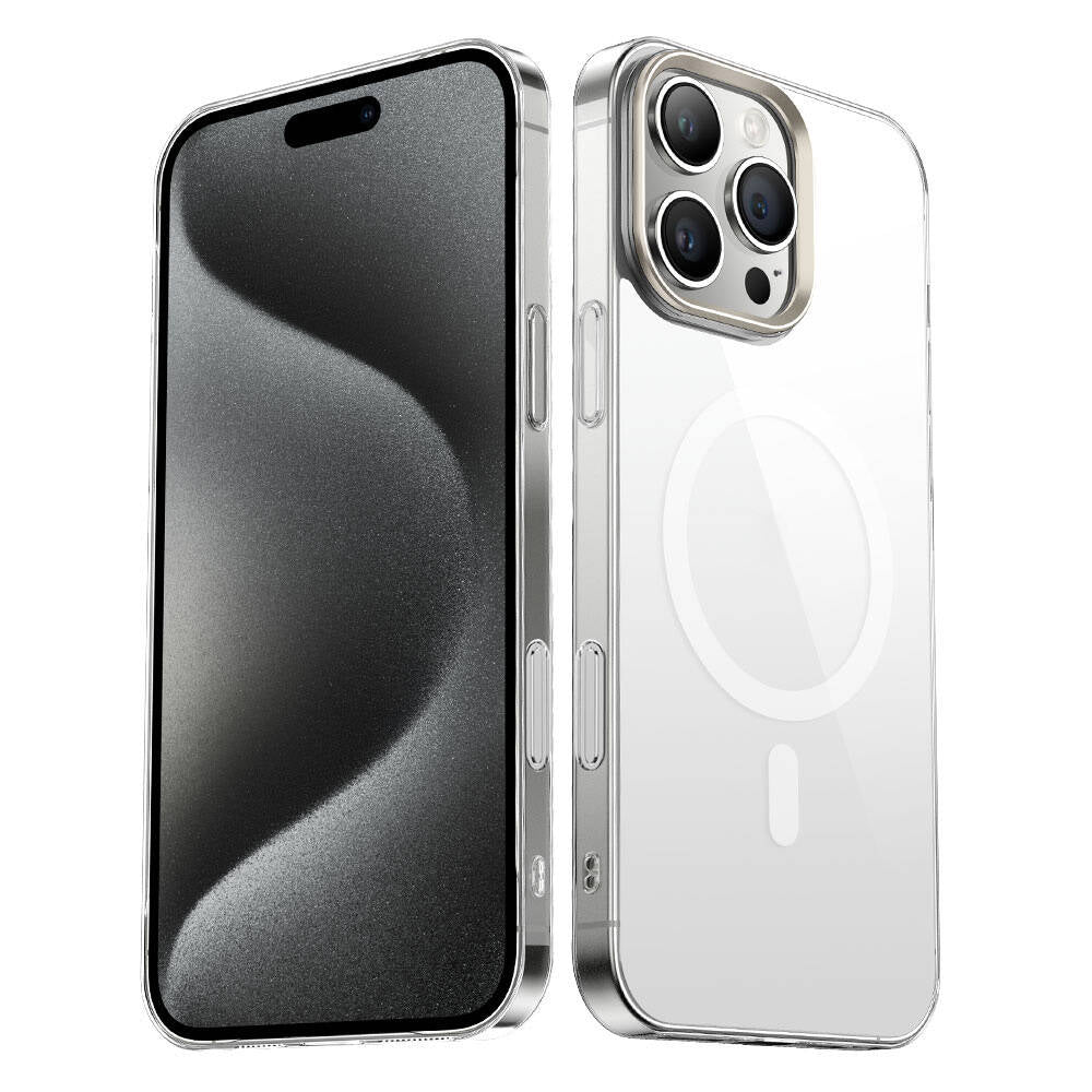 iPhone 16 Pro Kılıf M-safe Şarj Özellikli Şeffaf Cam Arka Yüzey Zore G-Glass Kılıf