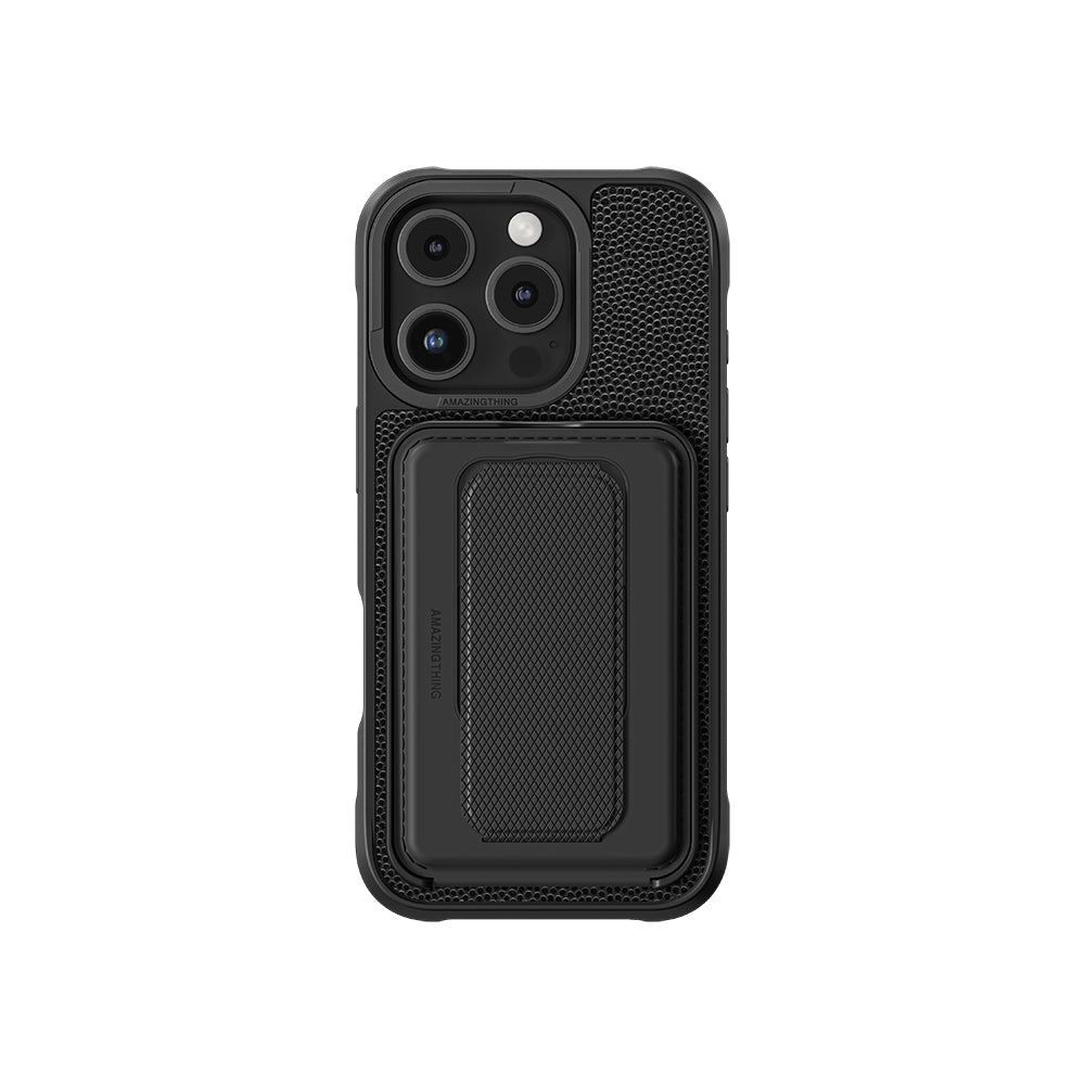 iPhone 16 Pro Kılıf M-safe Şarj Özellikli Standlı Kartlıklı Set Amazingthing Glamour Luxe Serisi Kılıf