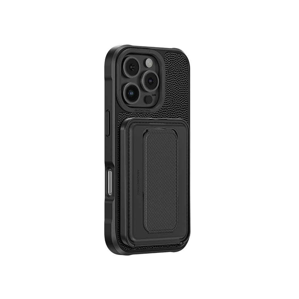 iPhone 16 Pro Kılıf M-safe Şarj Özellikli Standlı Kartlıklı Set Amazingthing Glamour Luxe Serisi Kılıf