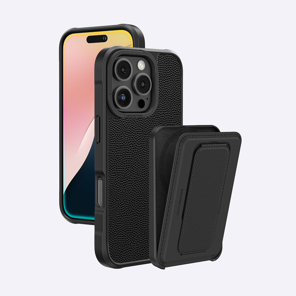 iPhone 16 Pro Kılıf M-safe Şarj Özellikli Standlı Kartlıklı Set Amazingthing Glamour Luxe Serisi Kılıf
