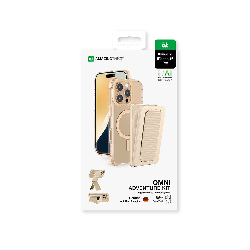 iPhone 16 Pro Kılıf M-safe Şarj Özellikli Standlı Set Amazingthing Omni Adventure Serisi Kılıf