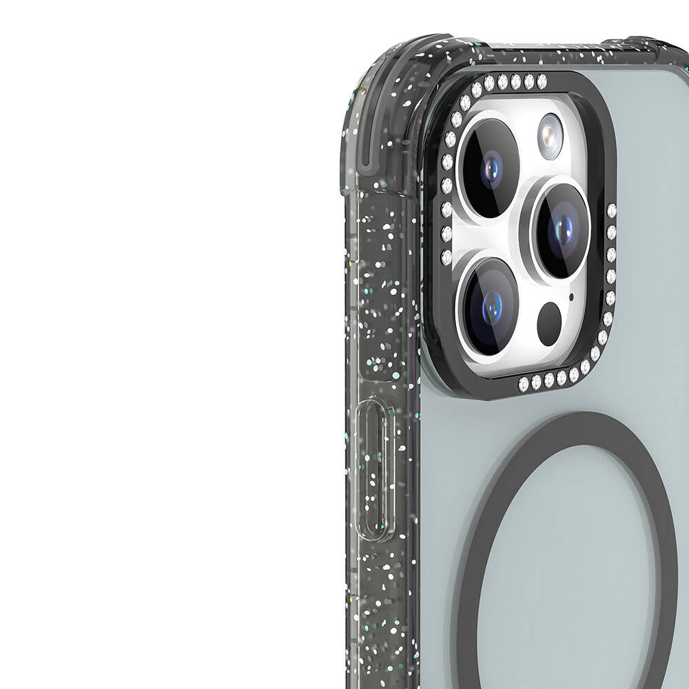 iPhone 16 Pro Kılıf M-safe Şarj Özellikli Taşlı ve Simli Tasarım Mutural Blink Kılıf