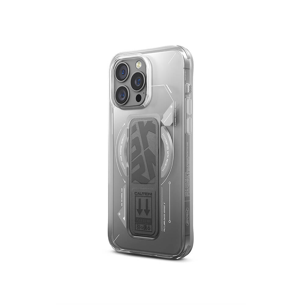 iPhone 16 Pro Kılıf M-safe Şarj Özellikli Teknoloji Desenli Standlı Skinarma Helio Kılıf