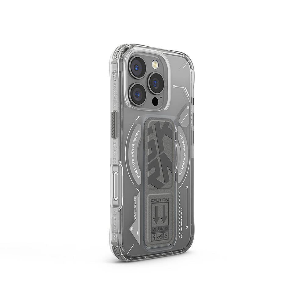 iPhone 16 Pro Kılıf M-safe Şarj Özellikli Teknoloji Desenli Standlı Skinarma Helio Kılıf