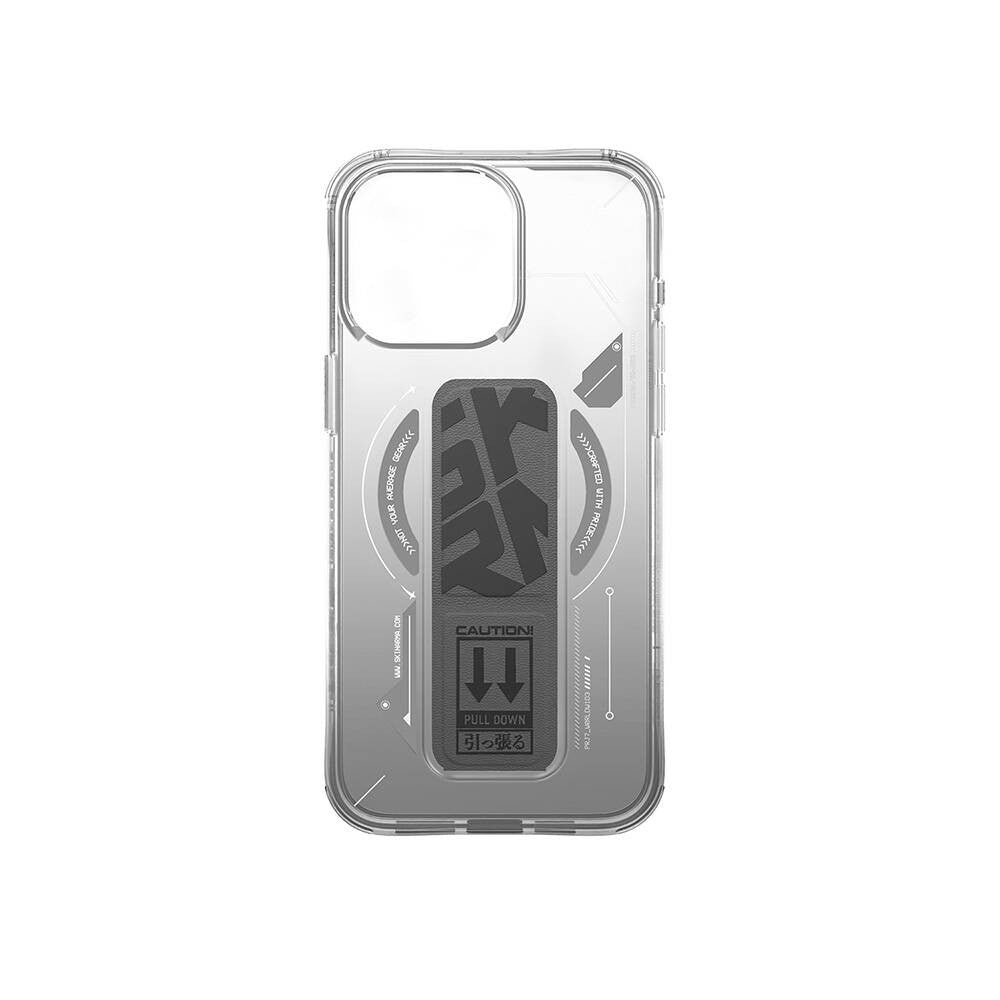 iPhone 16 Pro Kılıf M-safe Şarj Özellikli Teknoloji Desenli Standlı Skinarma Helio Kılıf
