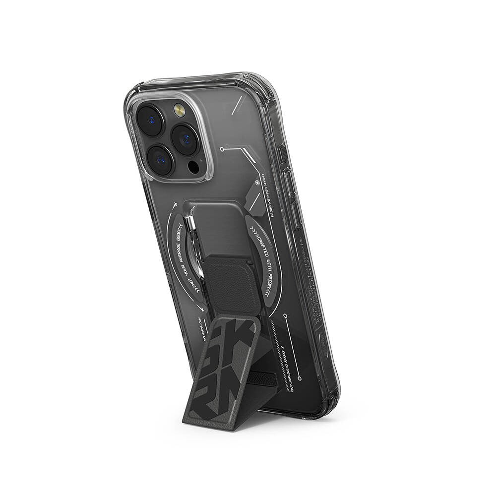 iPhone 16 Pro Kılıf M-safe Şarj Özellikli Teknoloji Desenli Standlı Skinarma Helio Kılıf