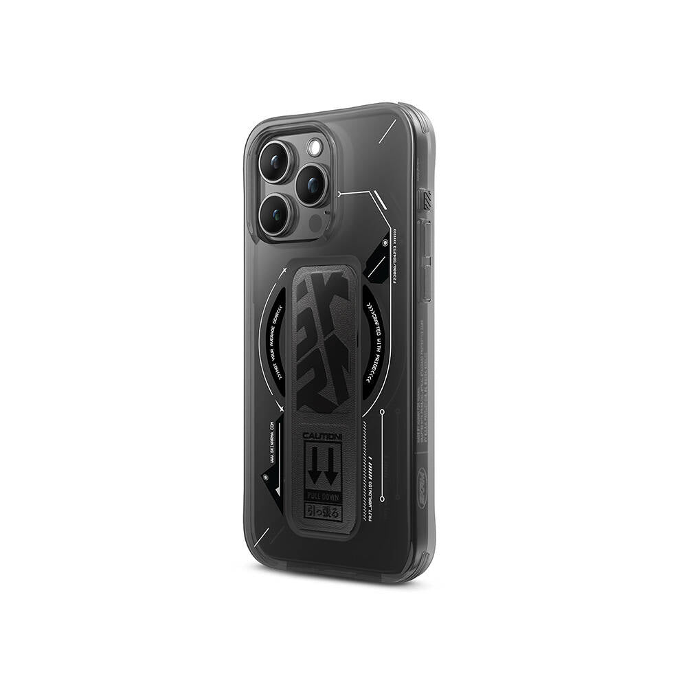 iPhone 16 Pro Kılıf M-safe Şarj Özellikli Teknoloji Desenli Standlı Skinarma Helio Kılıf