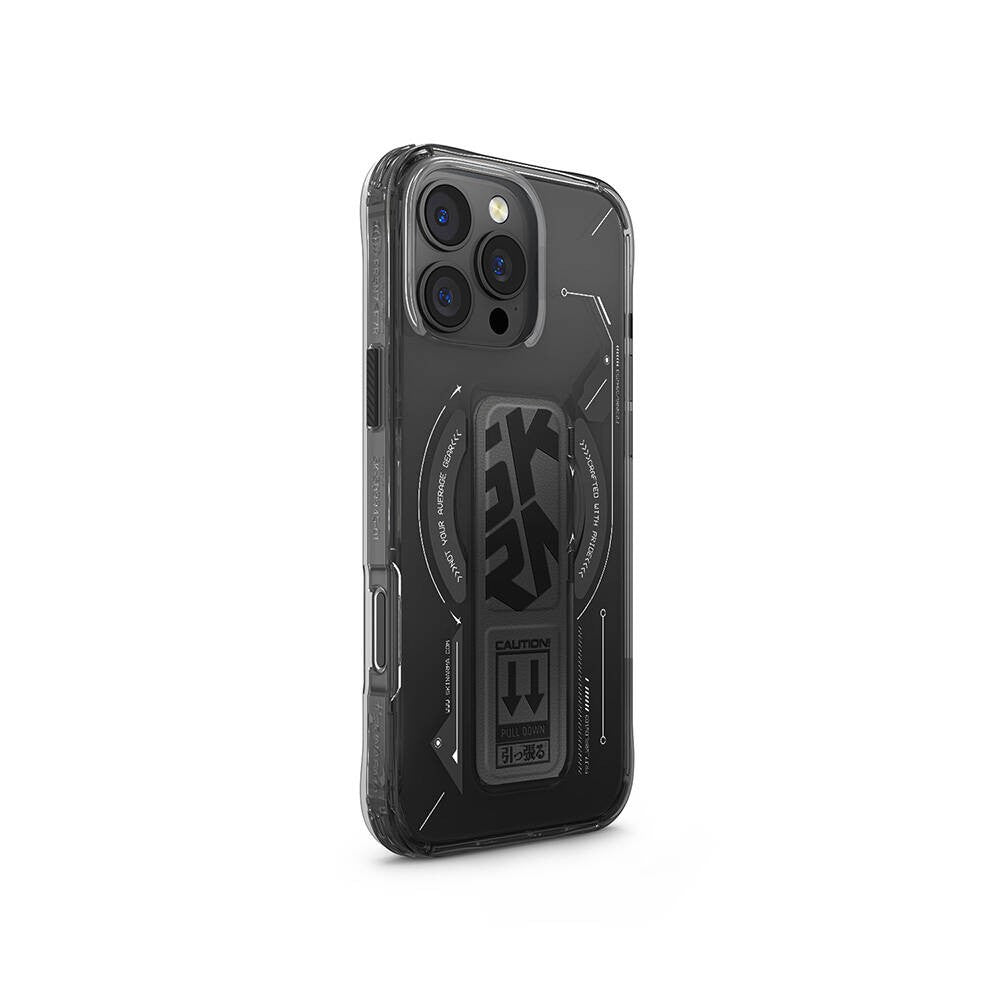 iPhone 16 Pro Kılıf M-safe Şarj Özellikli Teknoloji Desenli Standlı Skinarma Helio Kılıf
