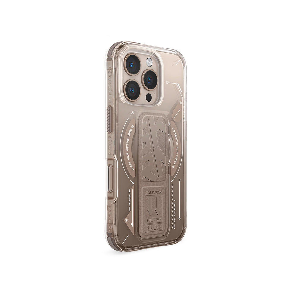 iPhone 16 Pro Kılıf M-safe Şarj Özellikli Teknoloji Desenli Standlı Skinarma Helio Kılıf