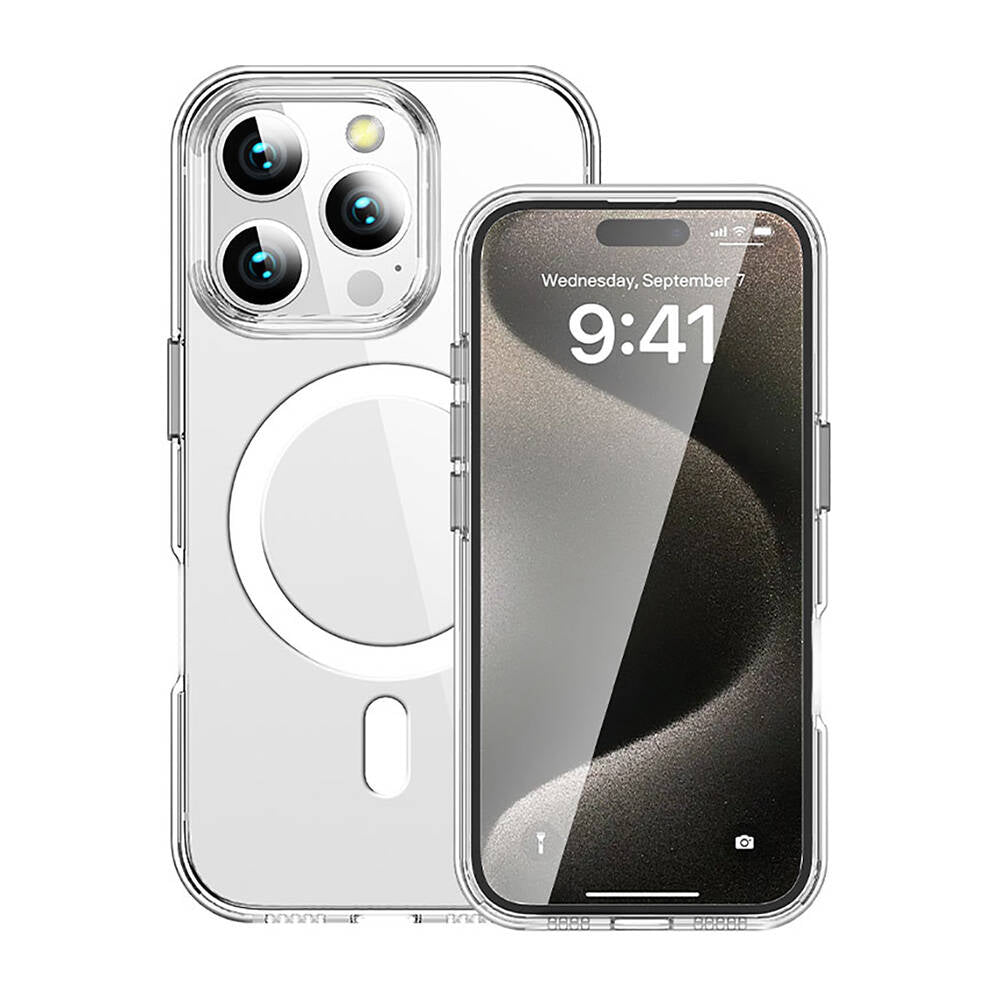 iPhone 16 Pro Kılıf M-safe Şarj Özellikli Transparan Sert PC Wlons Pita Kılıf