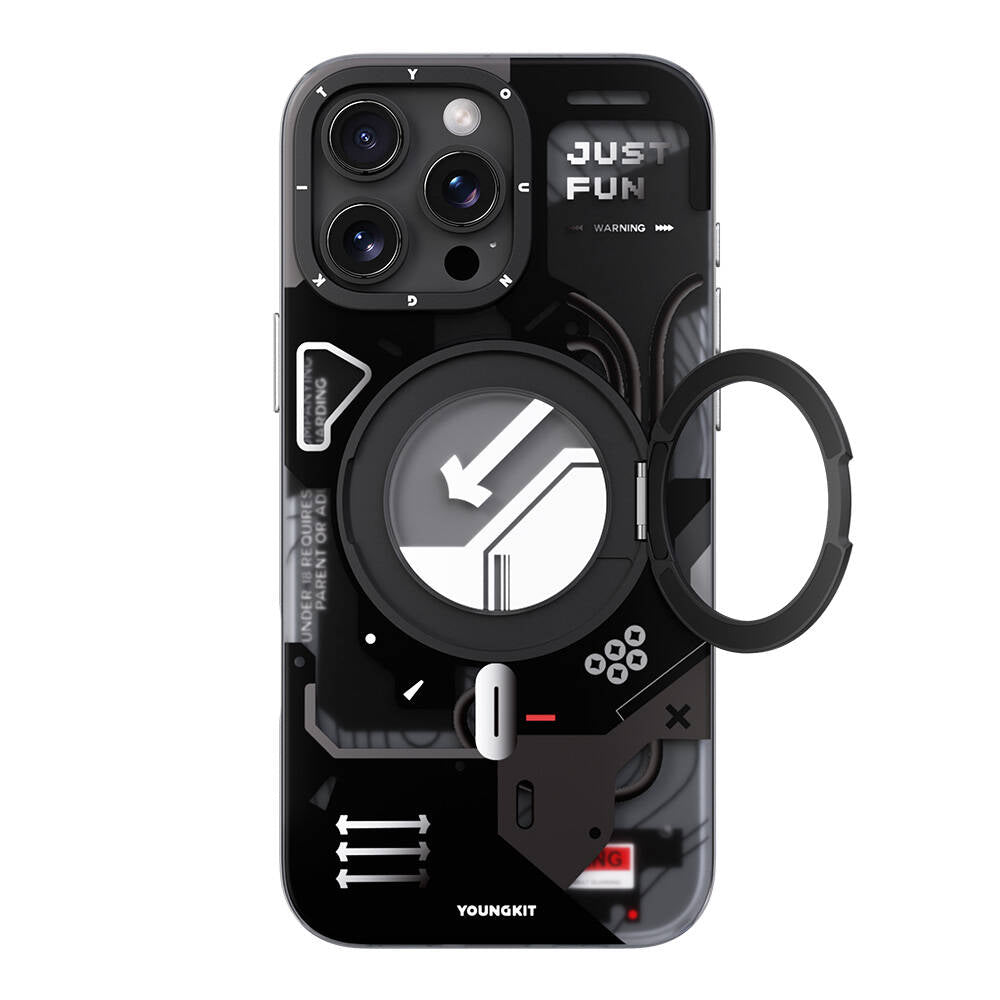 iPhone 16 Pro Kılıf M-safe Şarj Özellikli Youngkit 360° Standlı Starship Serisi Kılıf