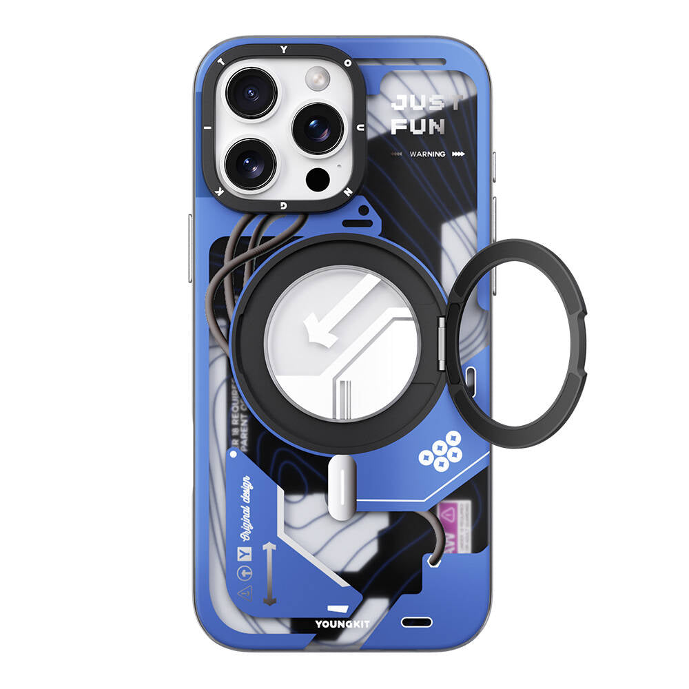 iPhone 16 Pro Kılıf M-safe Şarj Özellikli Youngkit 360° Standlı Starship Serisi Kılıf