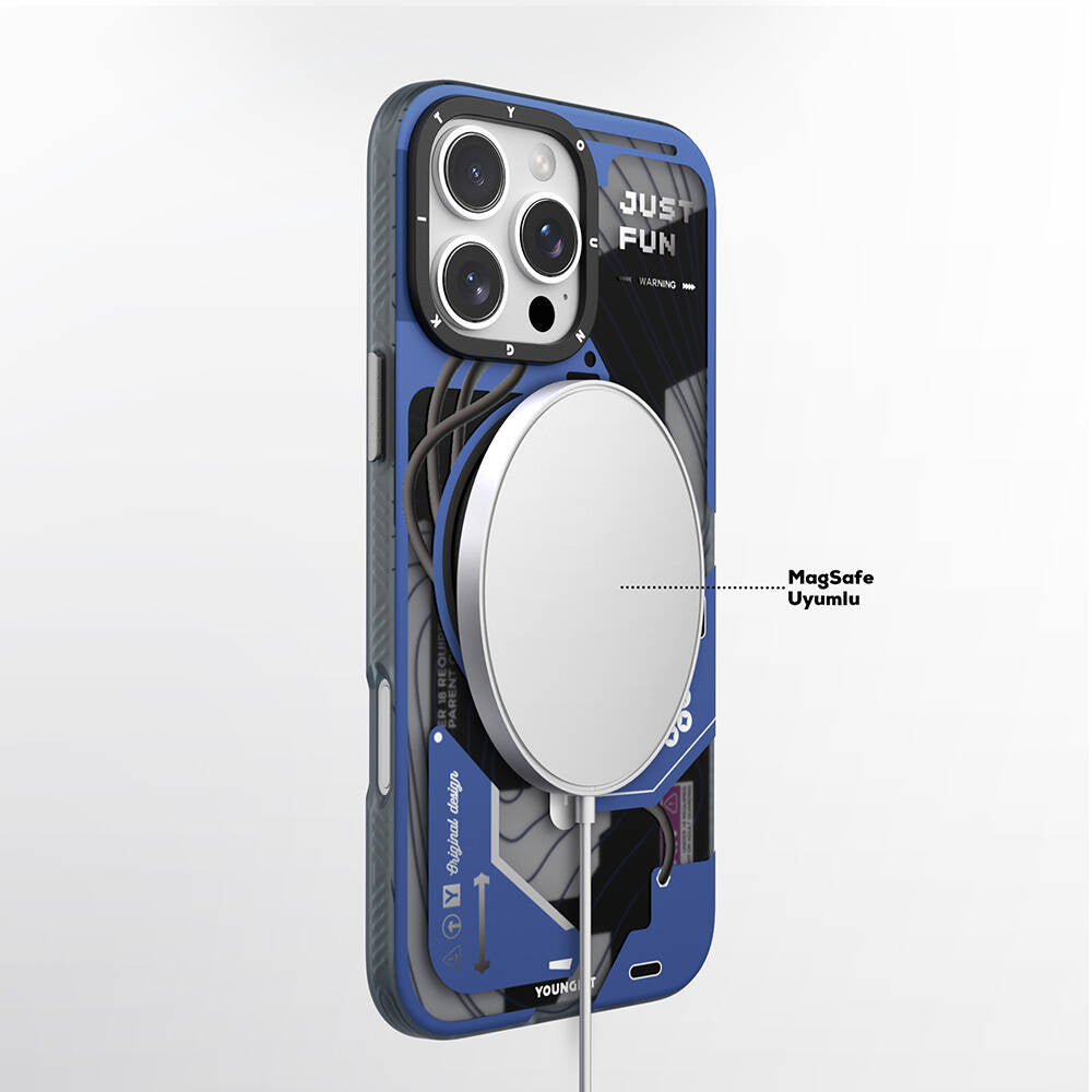 iPhone 16 Pro Kılıf M-safe Şarj Özellikli Youngkit 360° Standlı Starship Serisi Kılıf