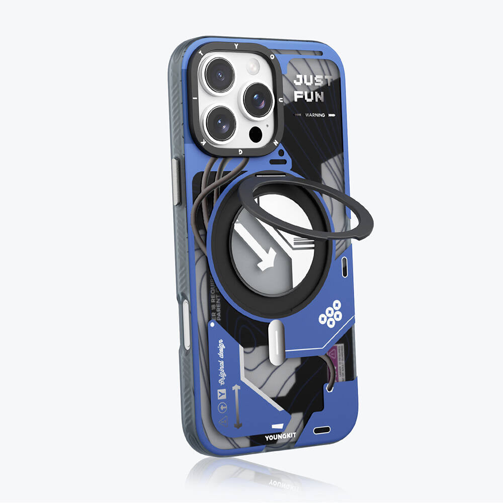 iPhone 16 Pro Kılıf M-safe Şarj Özellikli Youngkit 360° Standlı Starship Serisi Kılıf
