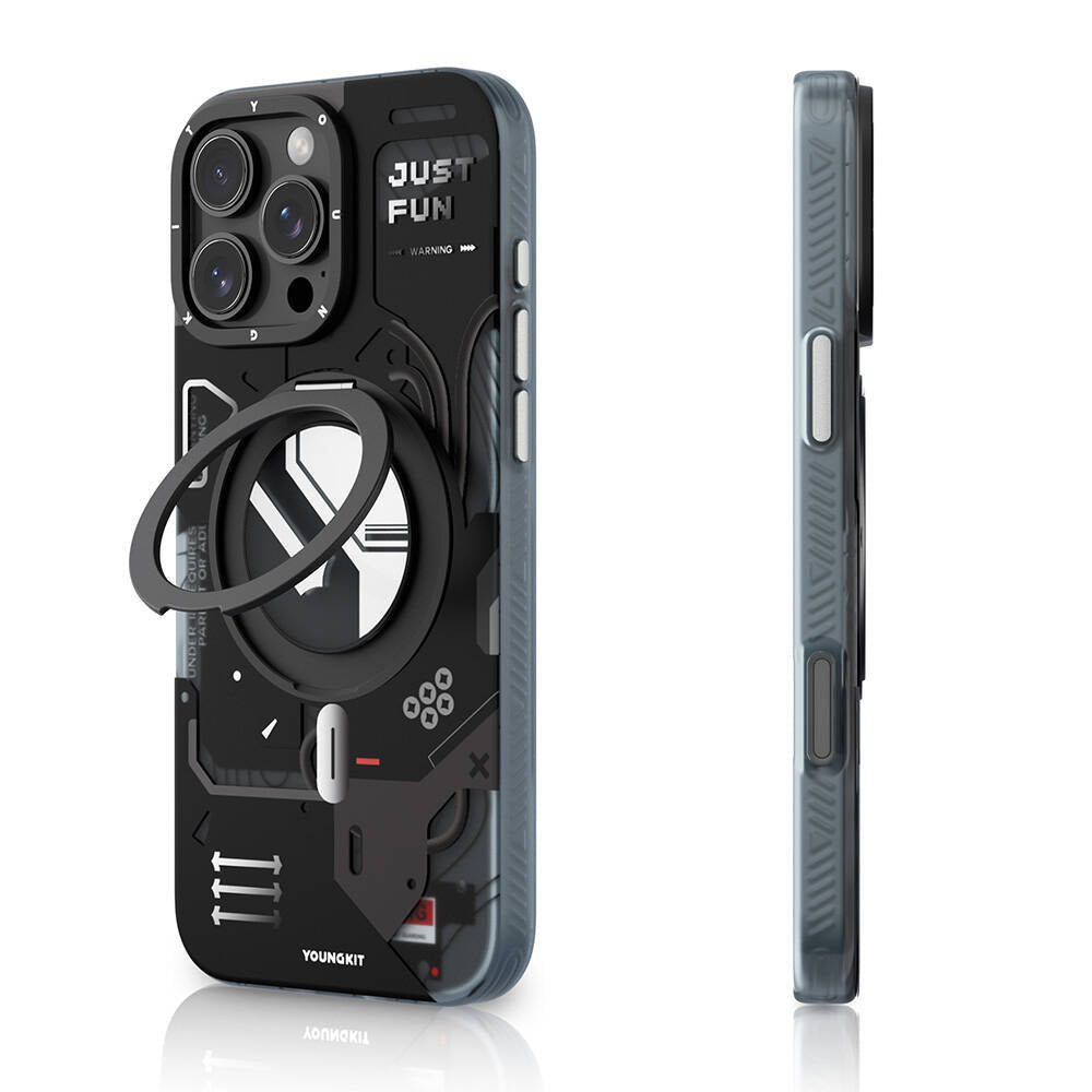 iPhone 16 Pro Kılıf M-safe Şarj Özellikli Youngkit 360° Standlı Starship Serisi Kılıf