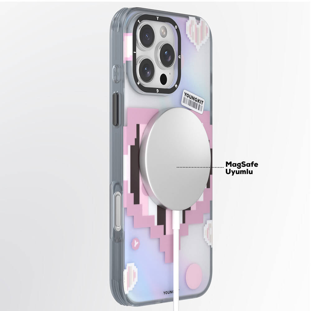 iPhone 16 Pro Kılıf M-safe Şarj Özellikli Youngkit Love Serisi Kılıf