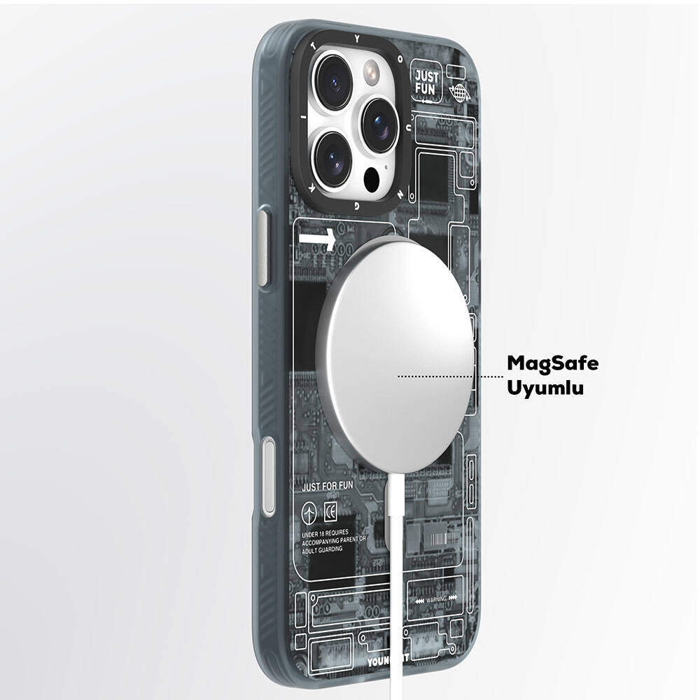 iPhone 16 Pro Kılıf M-safe Şarj Özellikli Youngkit Technology Serisi Kılıf