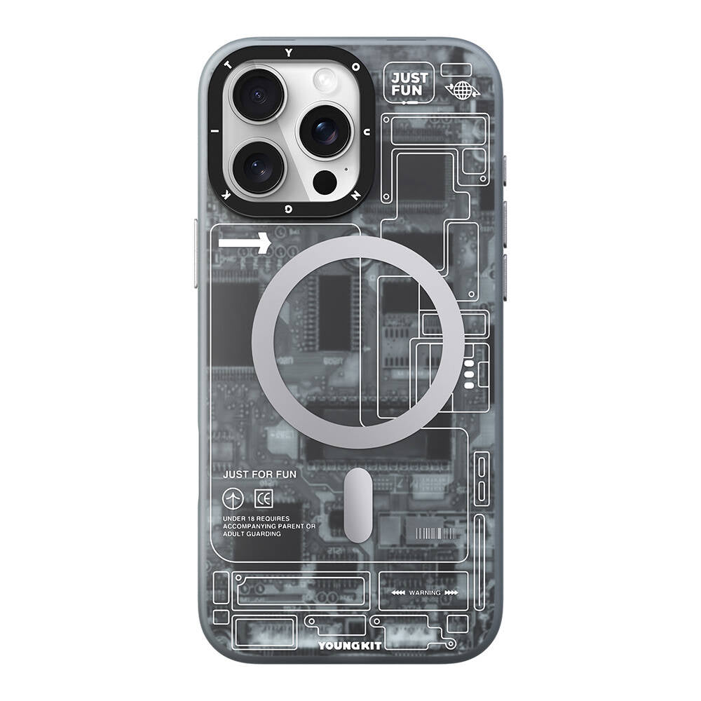iPhone 16 Pro Kılıf M-safe Şarj Özellikli Youngkit Technology Serisi Kılıf